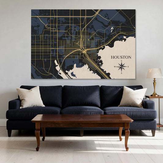 Houston Skyline Horizon - Canvas Wall Art - Sofa - 60x40