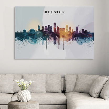 Houston Skyline Horizon Living Room - Canvas Wall Art
