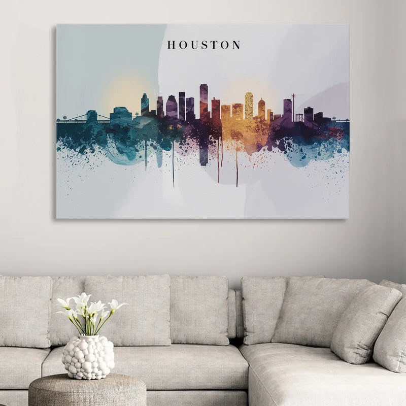 Houston Skyline Horizon Living Room - Canvas Wall Art