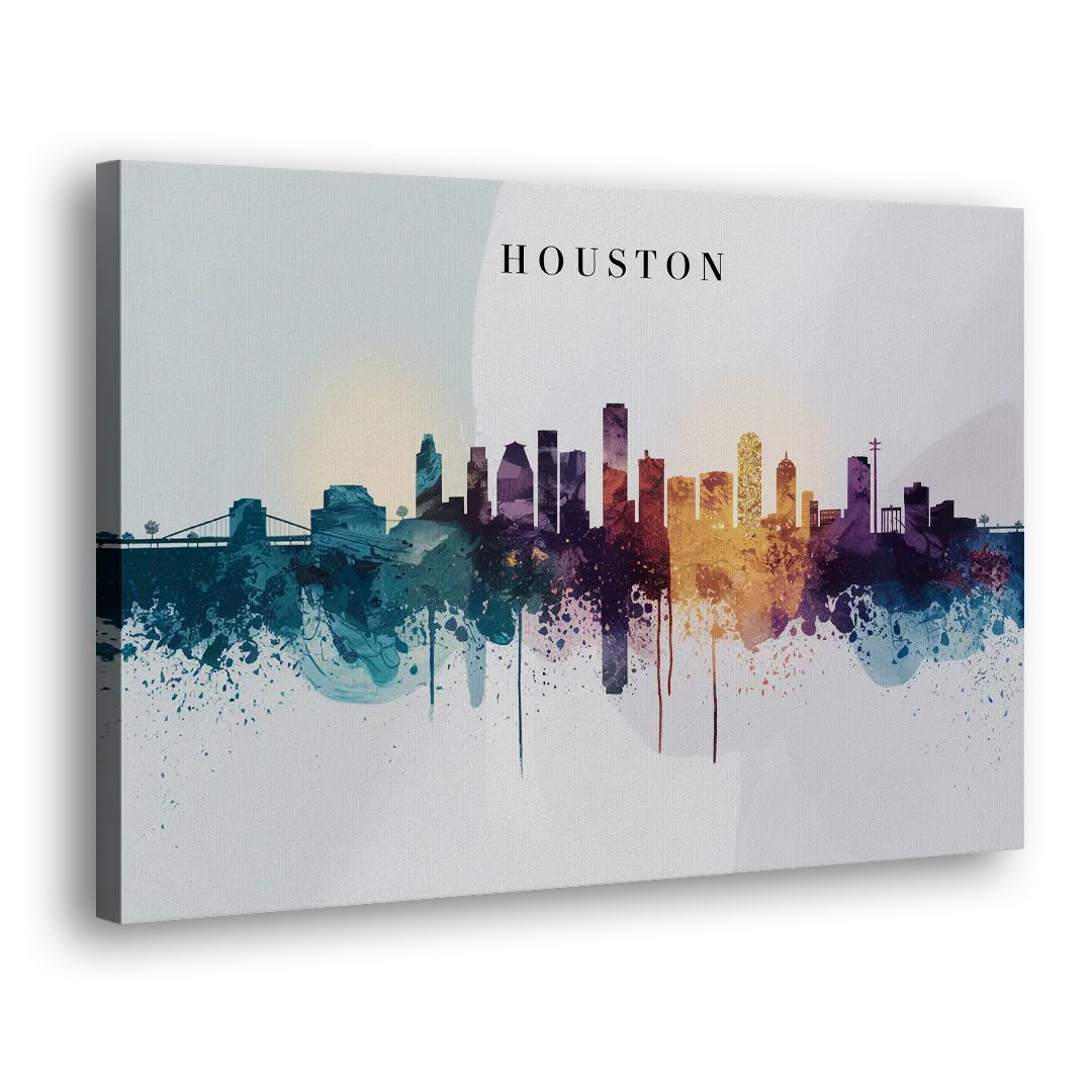 Houston Skyline Horizon Side - Canvas Wall Art