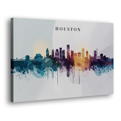 Houston Skyline Horizon Side - Canvas Wall Art