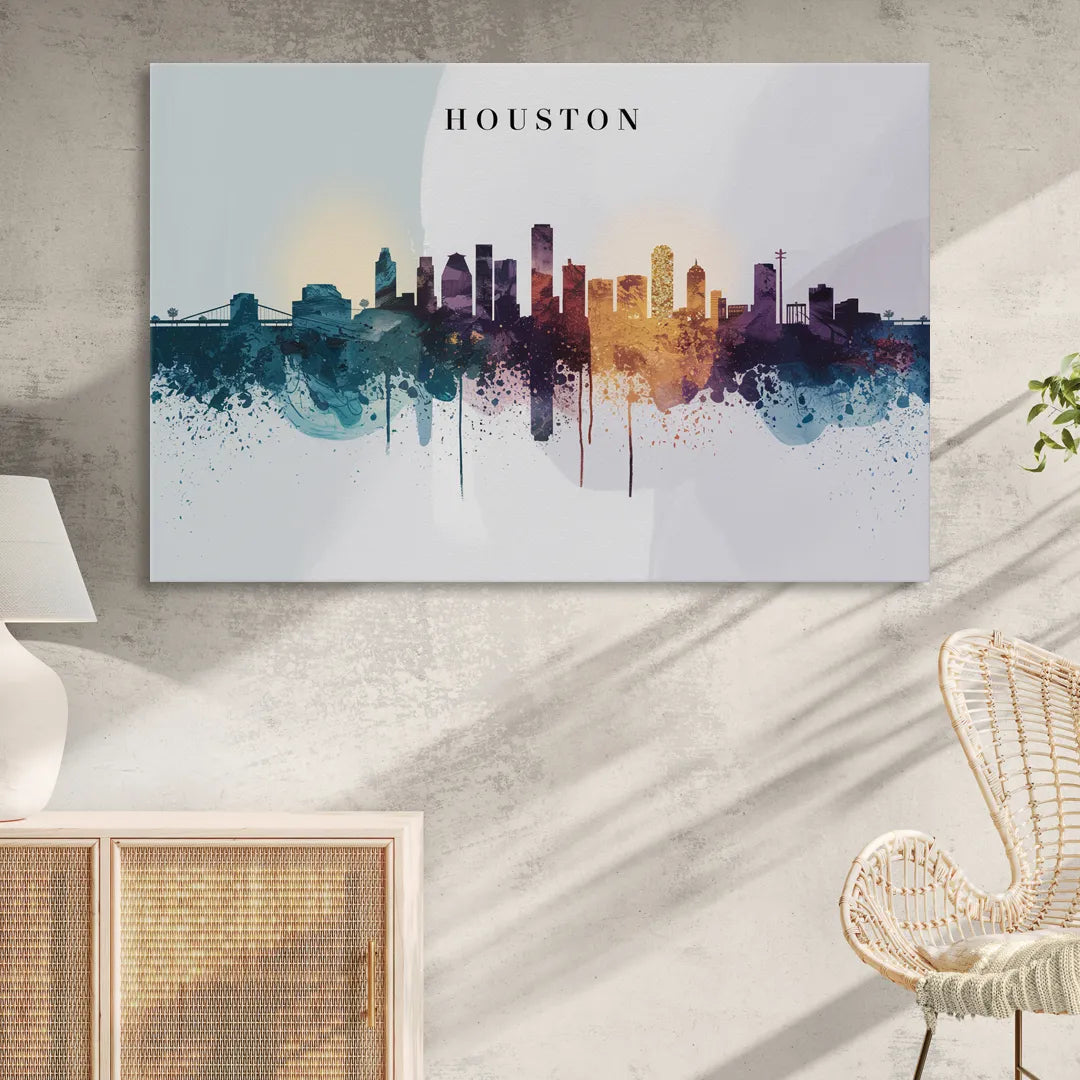 Houston Skyline Horizon Sitting Room - Canvas Wall Art