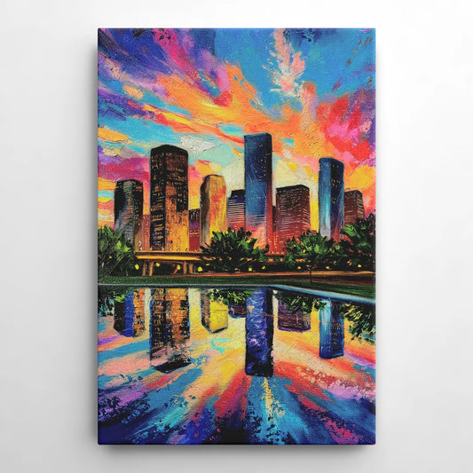 Houston Skyline Reflections - Canvas Wall Art