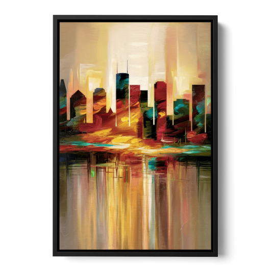 Houston Skyline Silhouette - Black Framed Canvas Wall Art - Front