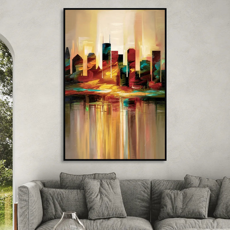 Houston Skyline Silhouette Sitting Room - Black Canvas Wall Art