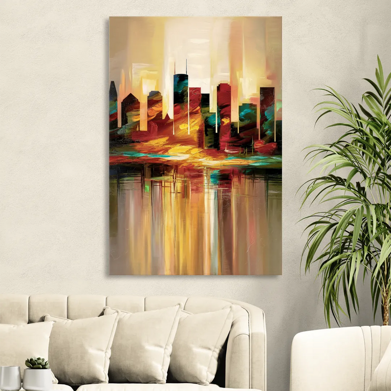 Houston Skyline Silhouette Sitting Room - Canvas Wall Art