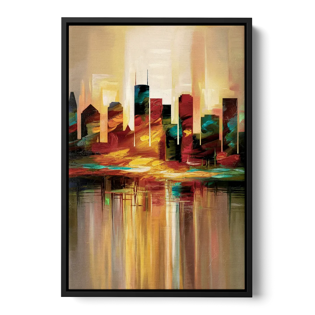 Houston Skyline Silhouette Front - Black Canvas Wall Art