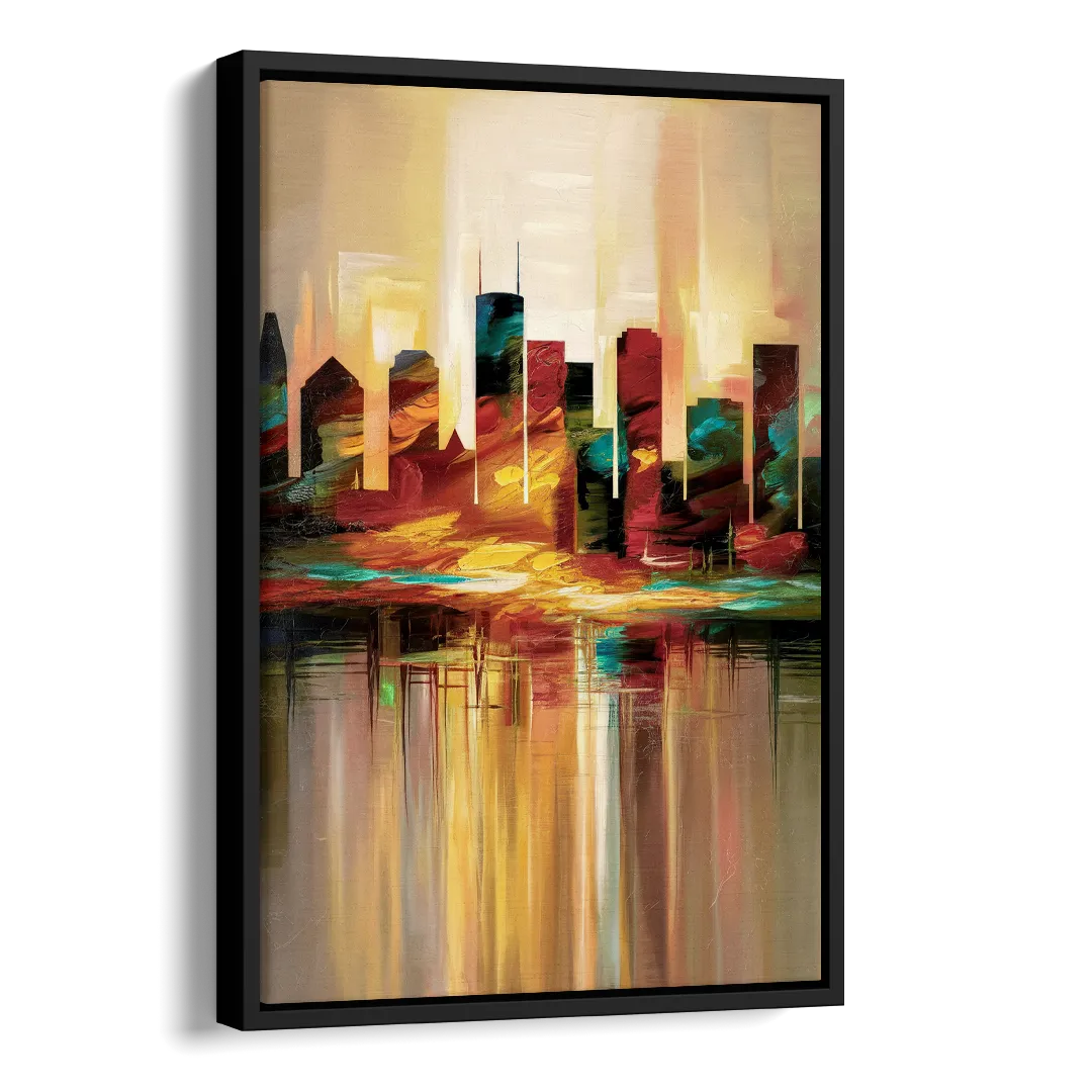 Houston Skyline Silhouette Side - Black Canvas Wall Art