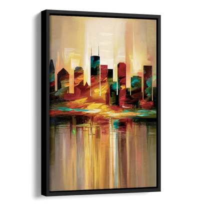 Houston Skyline Silhouette Side - Black Canvas Wall Art