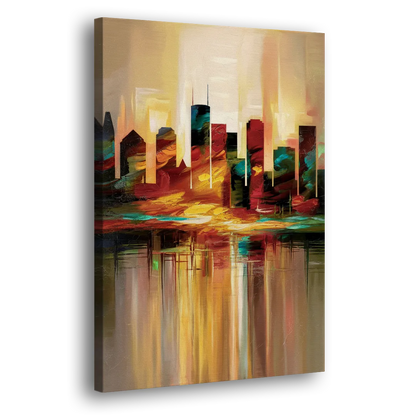 Houston Skyline Silhouette Side - Canvas Wall Art
