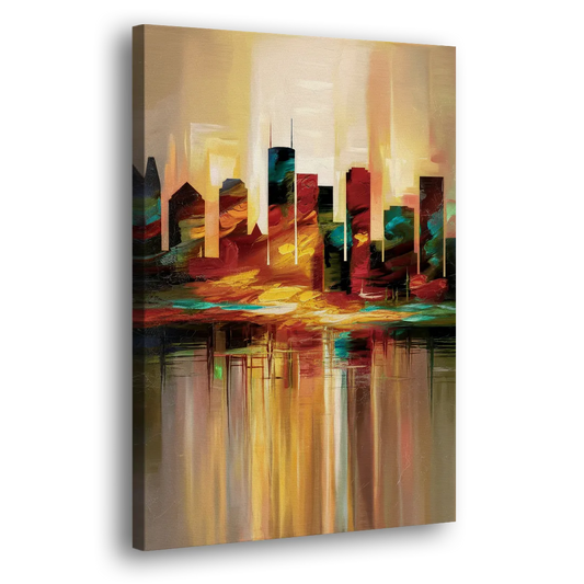 Houston Skyline Silhouette Side - Canvas Wall Art