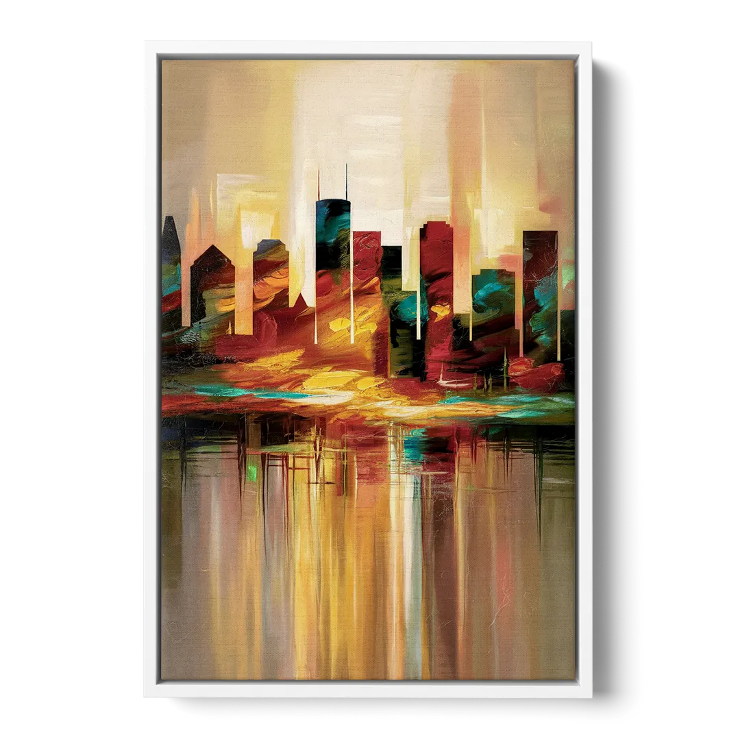 Houston Skyline Silhouette Front - White Canvas Wall Art