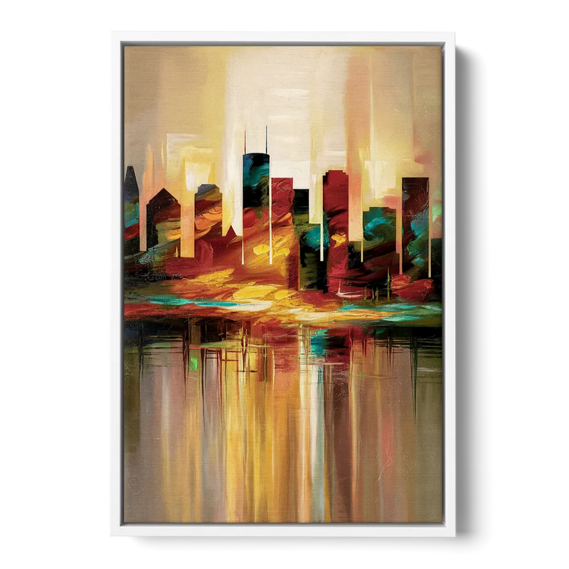Houston Skyline Silhouette Front - White Canvas Wall Art