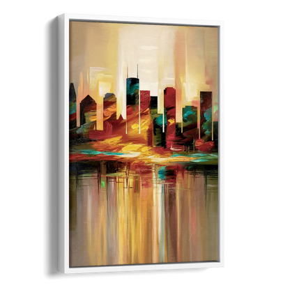 Houston Skyline Silhouette Side - White Canvas Wall Art