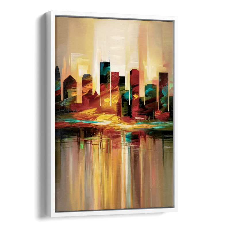 Houston Skyline Silhouette Side - White Canvas Wall Art