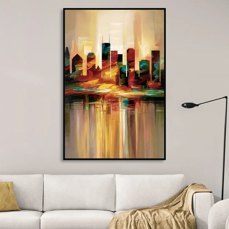 Houston Skyline Silhouette Living Room - Black Canvas Wall Art