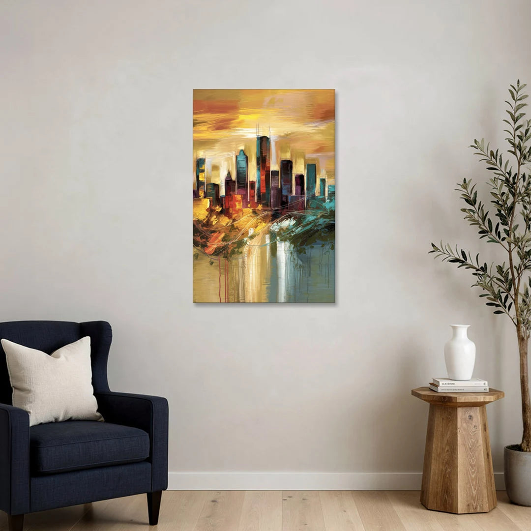 Houston Skyline View - Canvas Wall Art - Sofa - 24x36