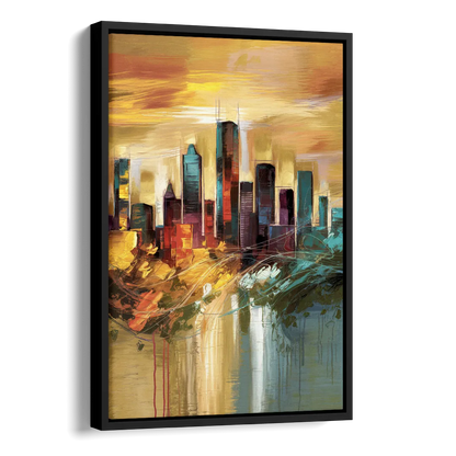 Houston Skyline View Side - Black Canvas Wall Art