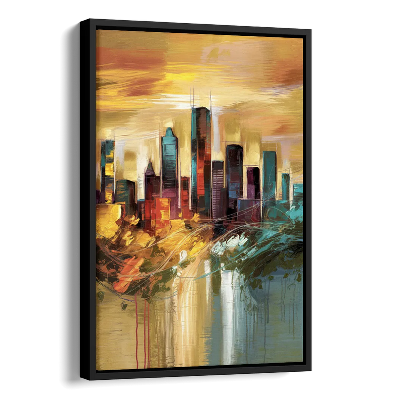 Houston Skyline View Side - Black Canvas Wall Art