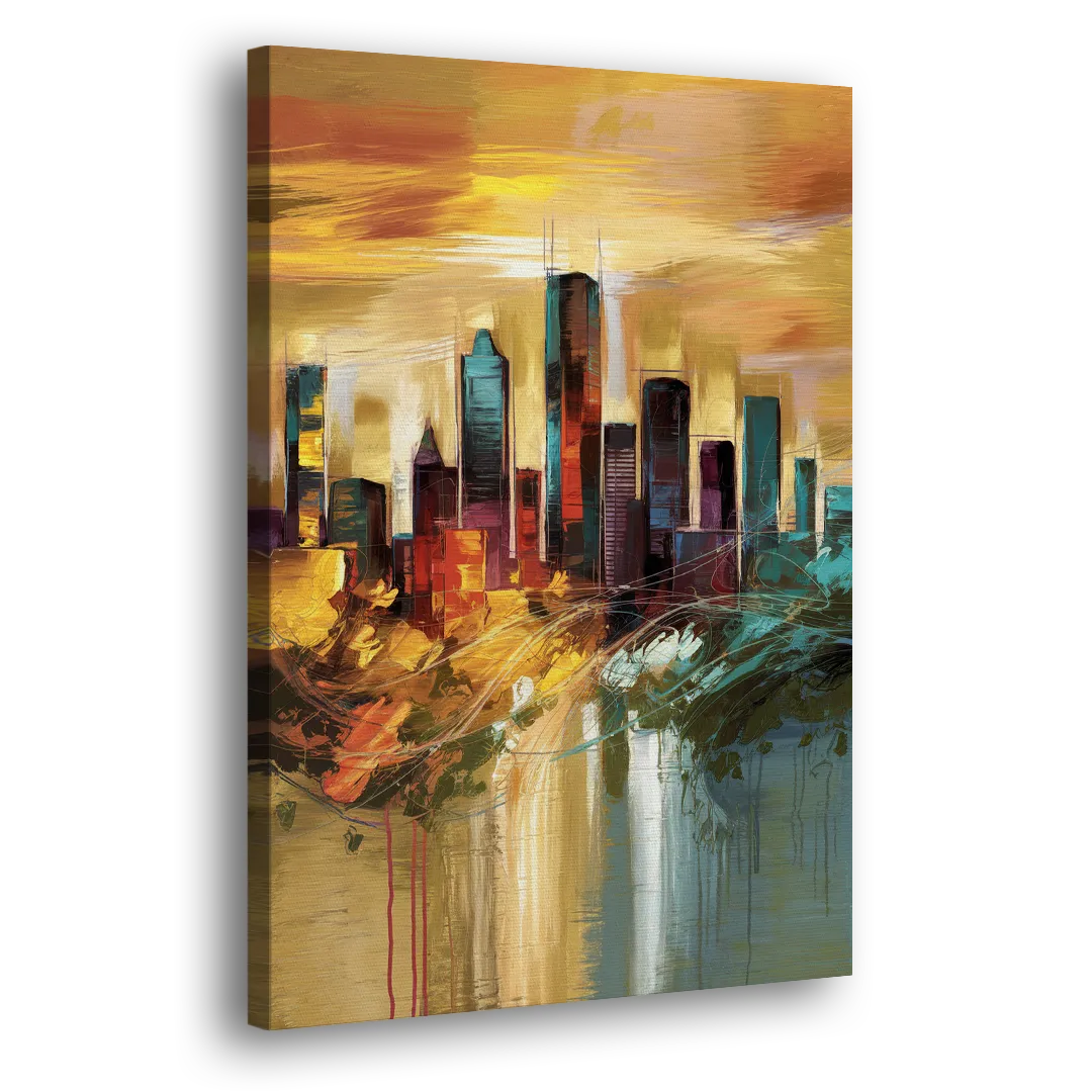 Houston Skyline View Side - Canvas Wall Art