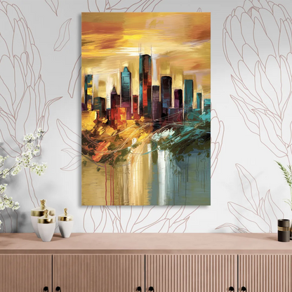 Houston Skyline View Sitting Room - Canvas Wall Art
