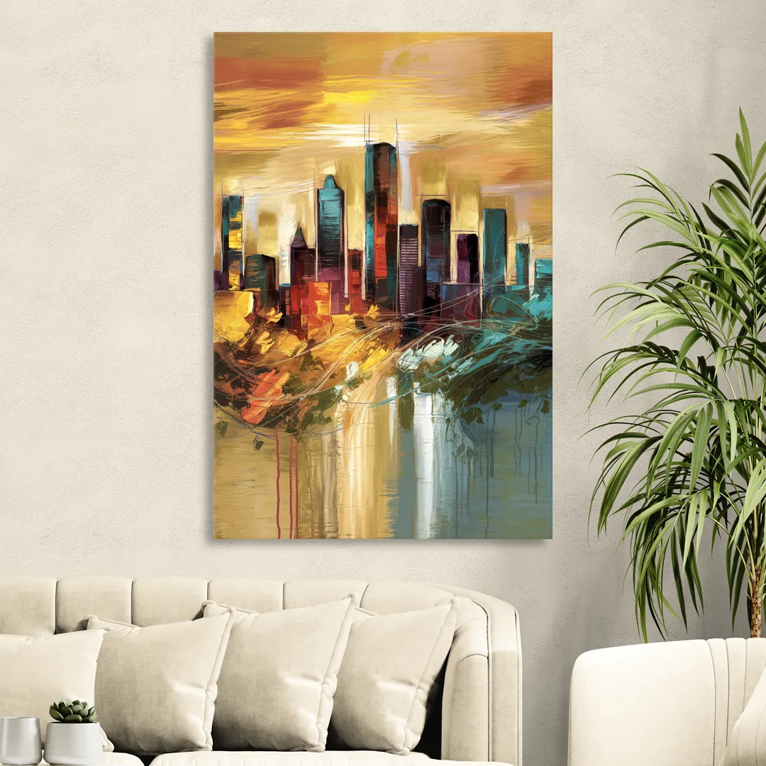 Houston Skyline View Living Room - Canvas Wall Art