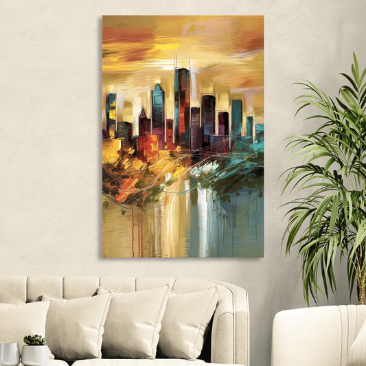 Houston Skyline View Living Room - Canvas Wall Art