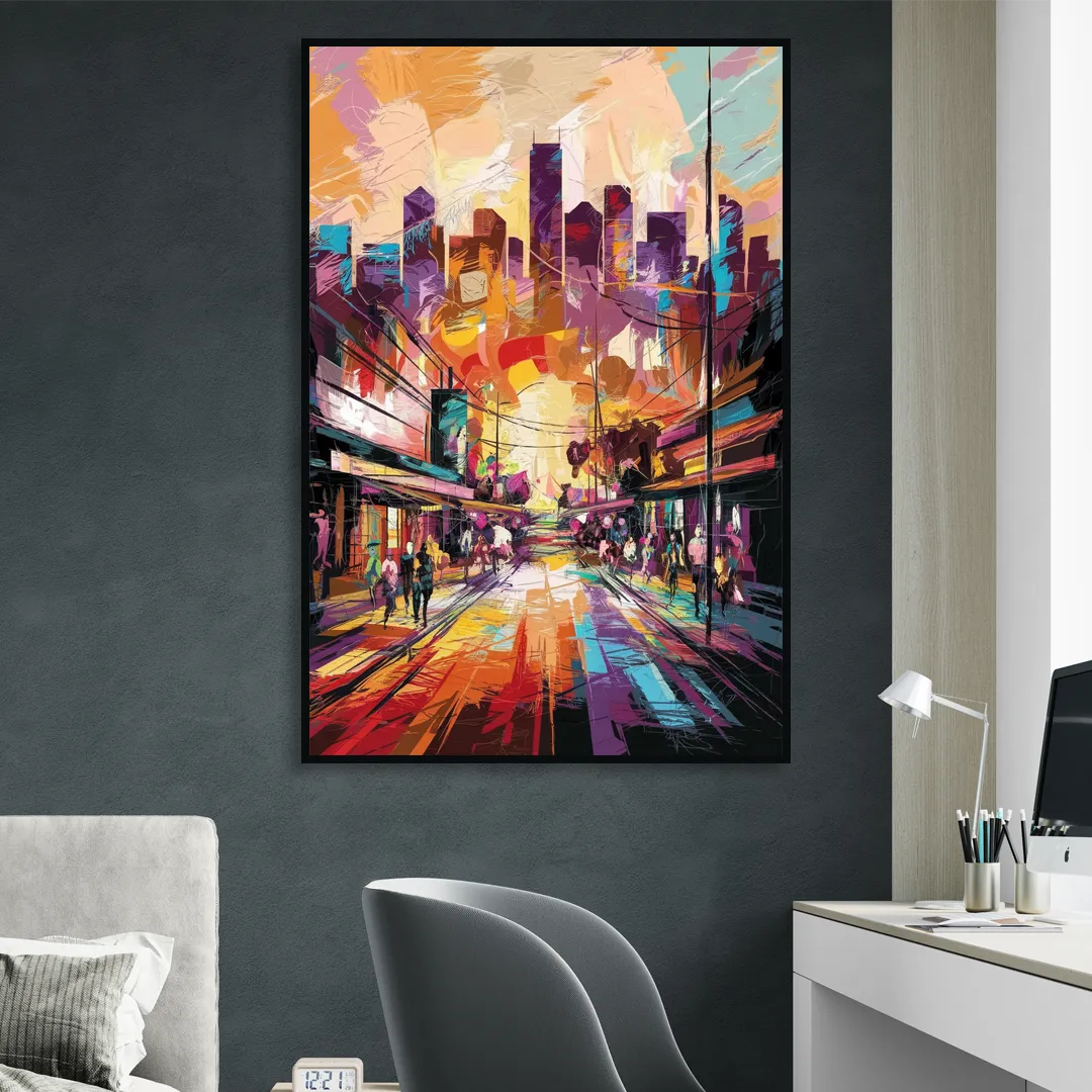 Houston Street Art Culture Living Room - Black Canvas Wall Art