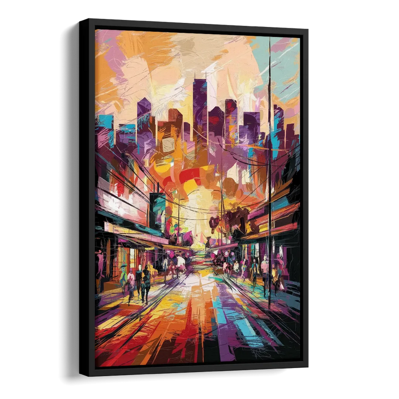 Houston Street Art Culture Side - Black Canvas Wall Art