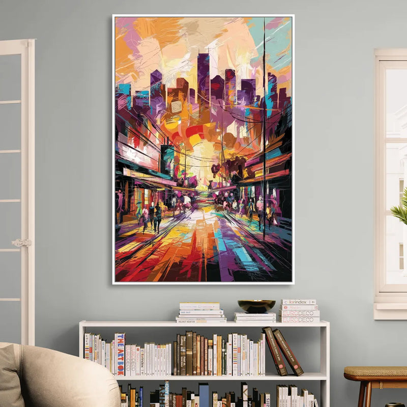 Houston Street Art Culture Sitting Room - White Canvas Wall Art