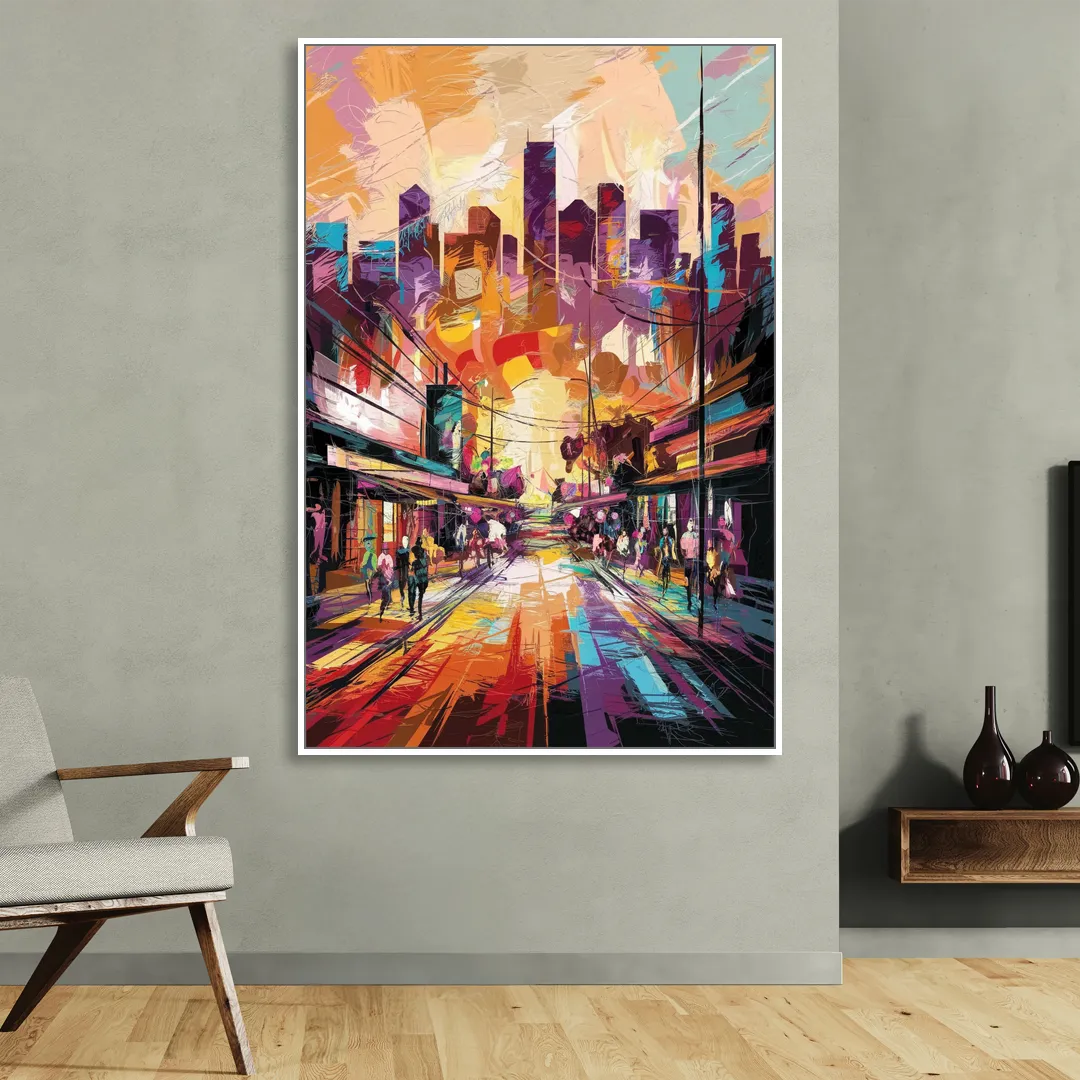 Houston Street Art Culture Living Room - White Canvas Wall Art