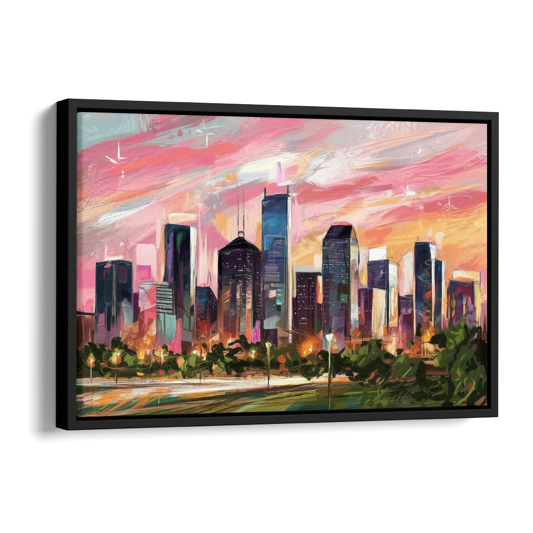 Houston Texas Pride Side - Black Canvas Wall Art