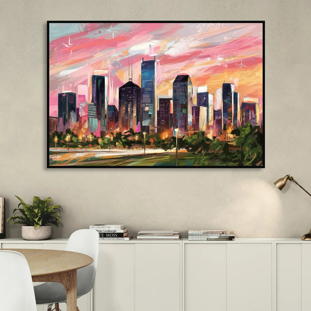 Houston Texas Pride Living Room - Black Canvas Wall Art