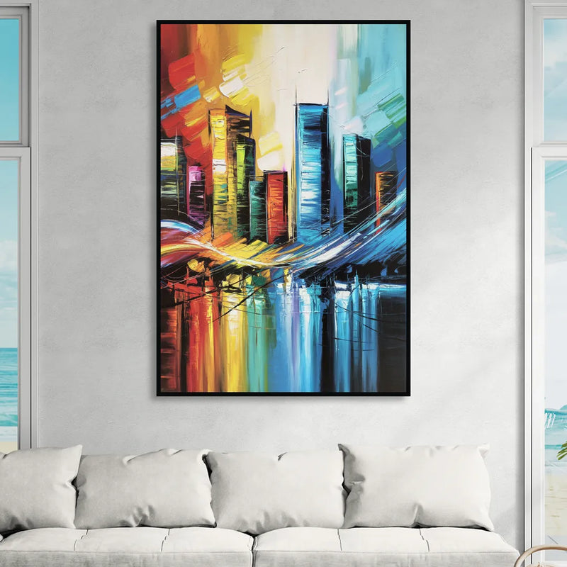 Houston Urban Energy Living Room - Black Canvas Wall Art