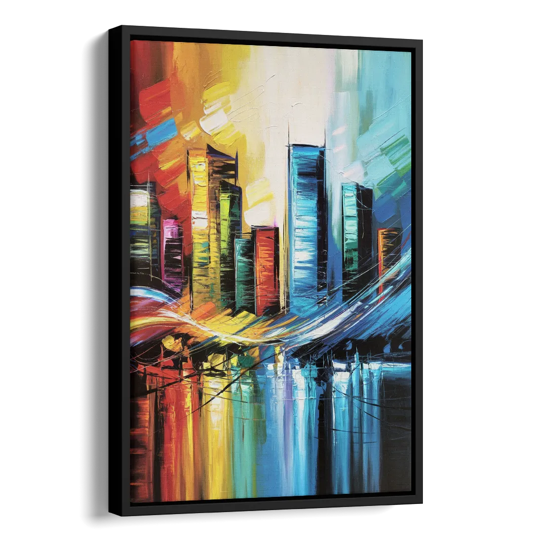 Houston Urban Energy Side - Black Canvas Wall Art