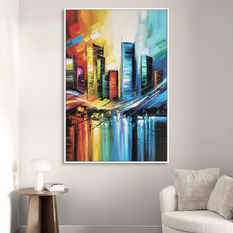 Houston Urban Energy Sitting Room - White Canvas Wall Art