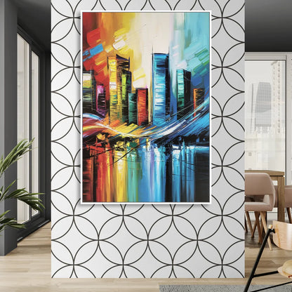 Houston Urban Energy Living Room - White Canvas Wall Art