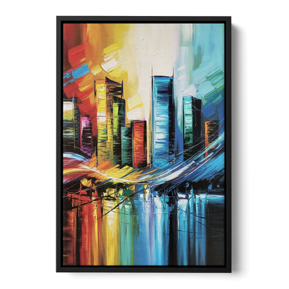 Houston Urban Energy Front - Black Canvas Wall Art