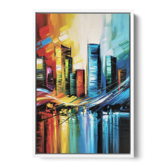 Houston Urban Energy - White Framed Canvas Wall Art - Front