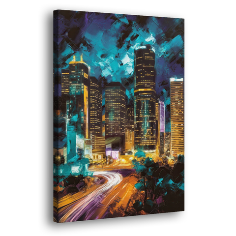 Houston Urban Nights - Canvas Wall Art - Side