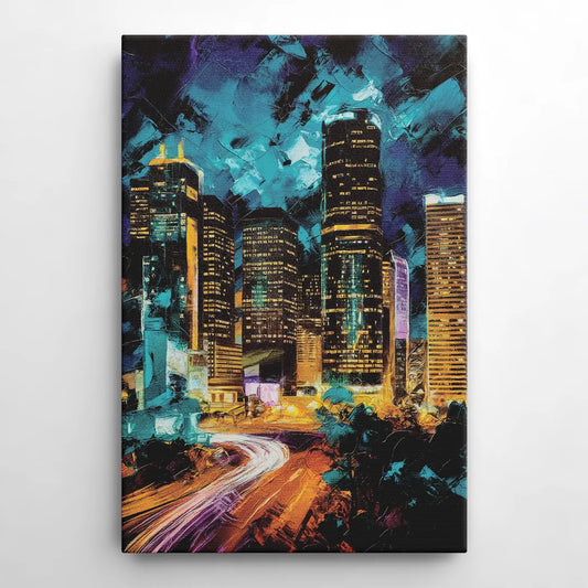 Houston Urban Nights - Canvas Wall Art