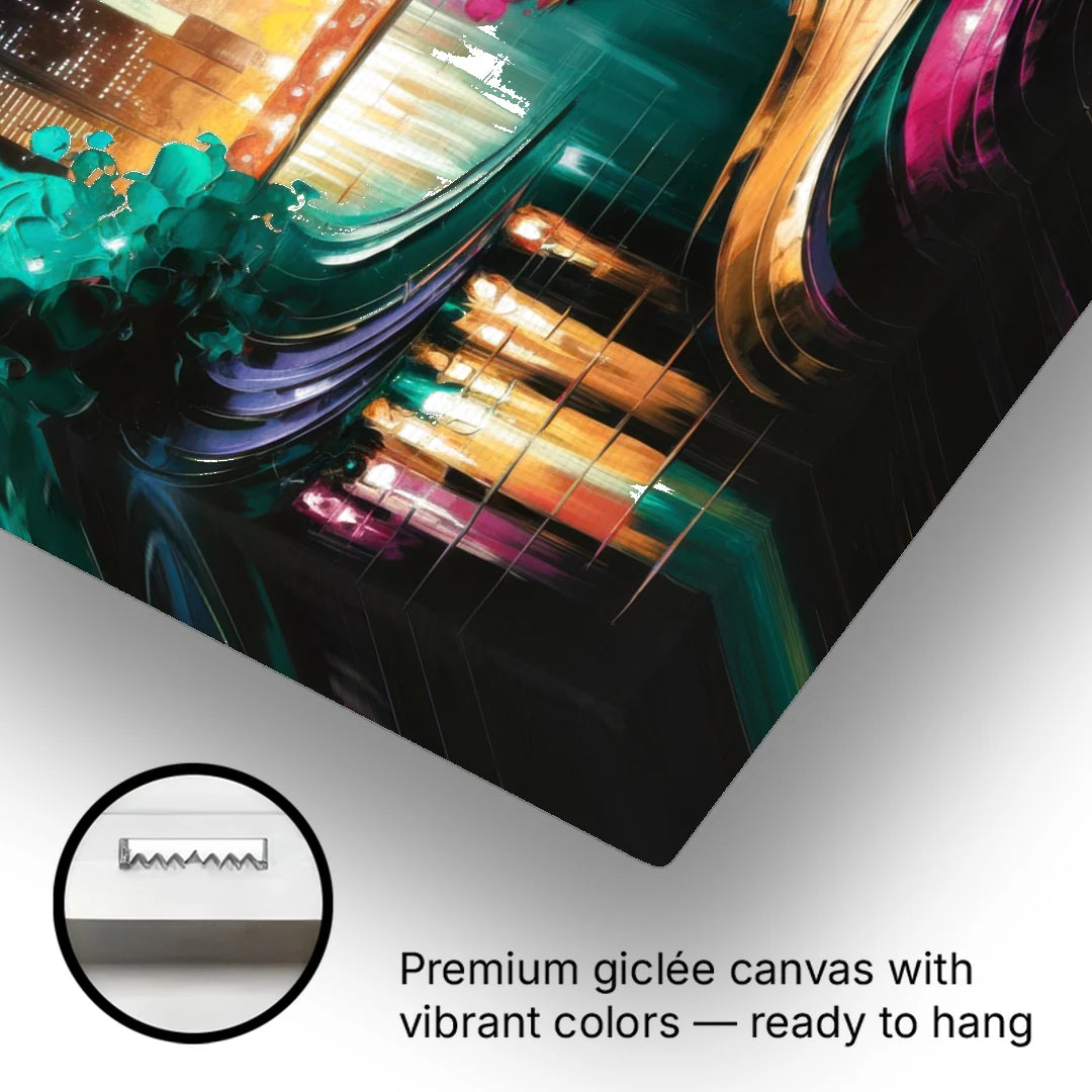 Houston Vibrant Nights - Canvas Wall Art - Gallery Wrap Corner