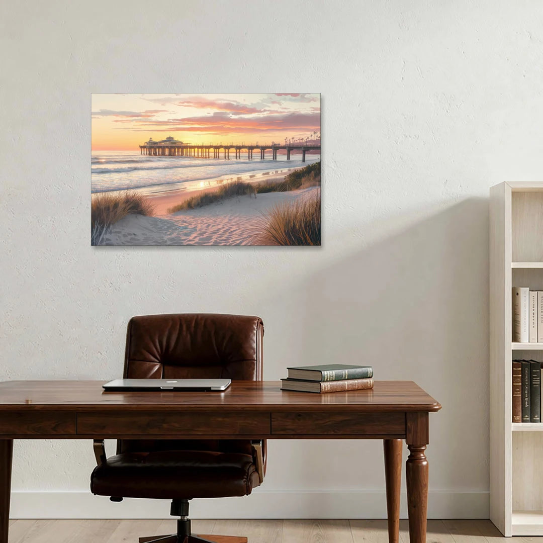 Huntington Beach Coastal Vibes - Canvas Wall Art - Office - 36x24