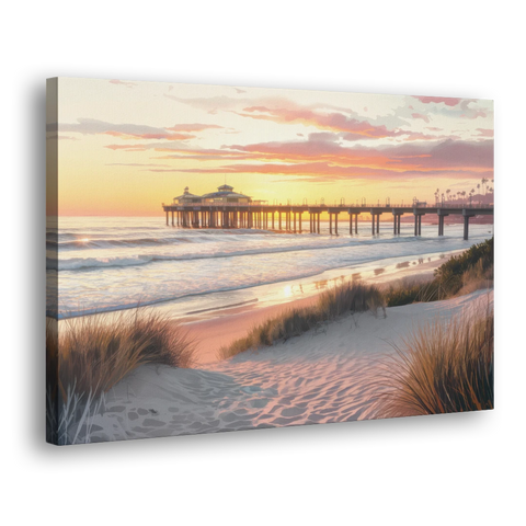 Huntington Beach Coastal Vibes - Canvas Wall Art - Side