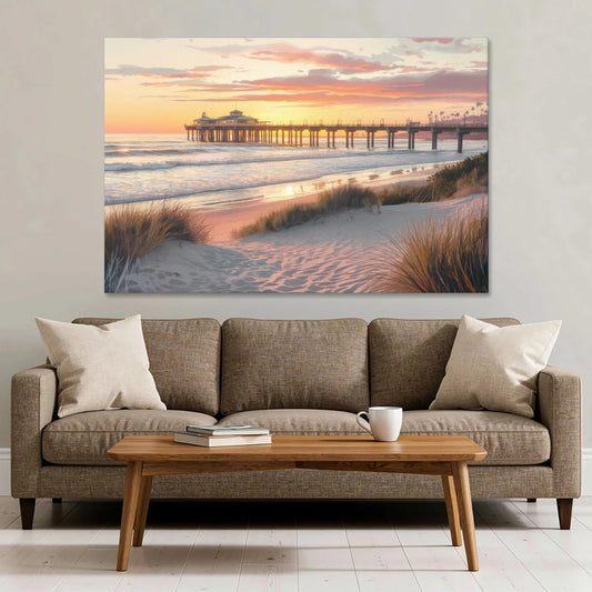 Huntington Beach Coastal Vibes - Canvas Wall Art - Sofa - 60x40