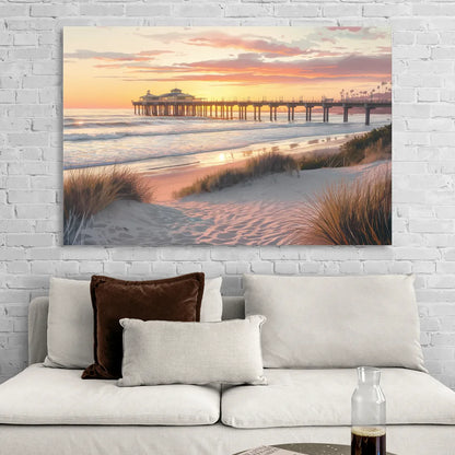 Huntington Beach Coastal Vibes Sitting Room - Canvas Wall Art