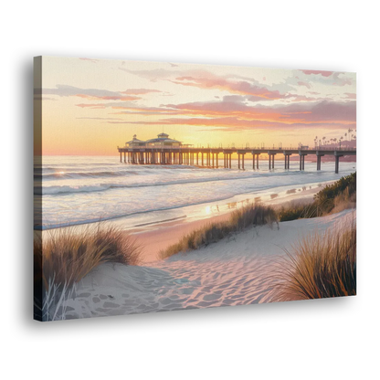 Huntington Beach Coastal Vibes Side - Canvas Wall Art
