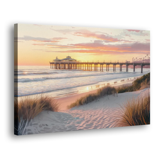 Huntington Beach Coastal Vibes Side - Canvas Wall Art