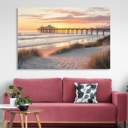 Huntington Beach Coastal Vibes Living Room - Canvas Wall Art