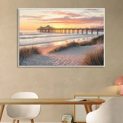 Huntington Beach Coastal Vibes Living Room - White Canvas Wall Art